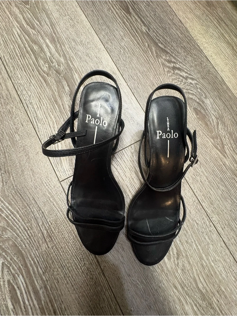 Paolo Black Minimal Strappy Slingback Heels